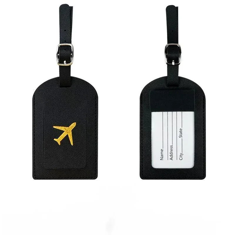 Premium Leather Luggage Tag with Privacy Cover – Travel ID Label