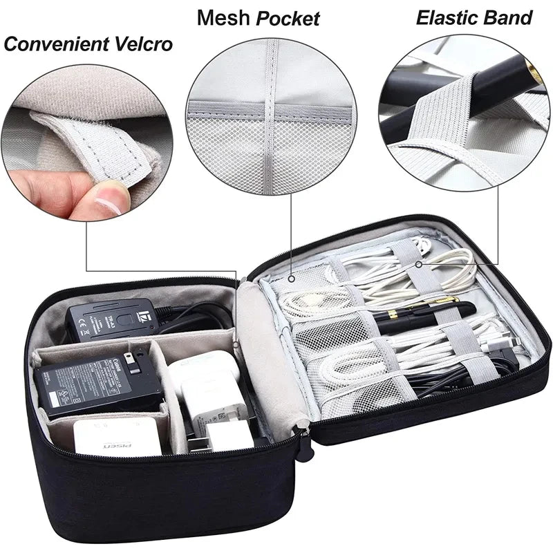 Premium Portable Electronics Organizer Travel Case – Cable & Gadget Storage Bag