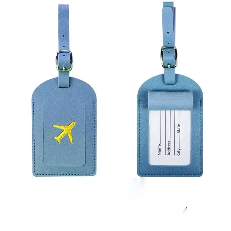 Premium Leather Luggage Tag with Privacy Cover – Travel ID Label