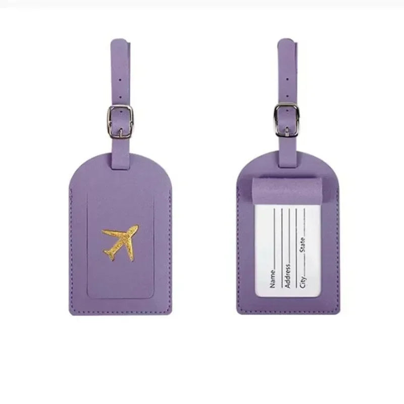 Premium Leather Luggage Tag with Privacy Cover – Travel ID Label
