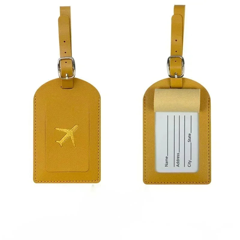 Premium Leather Luggage Tag with Privacy Cover – Travel ID Label