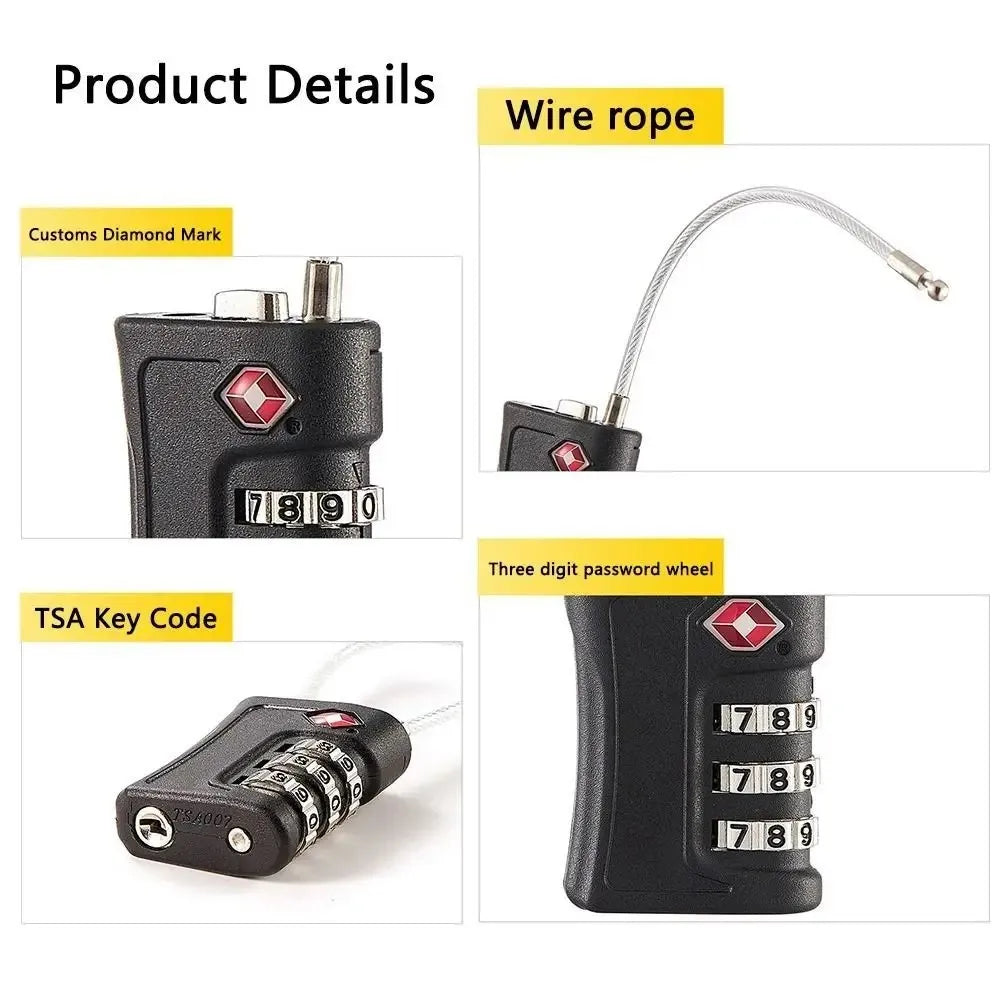 Premium TSA Approved 3-Digit Combination Luggage Lock – Durable Zinc Alloy Travel Lock