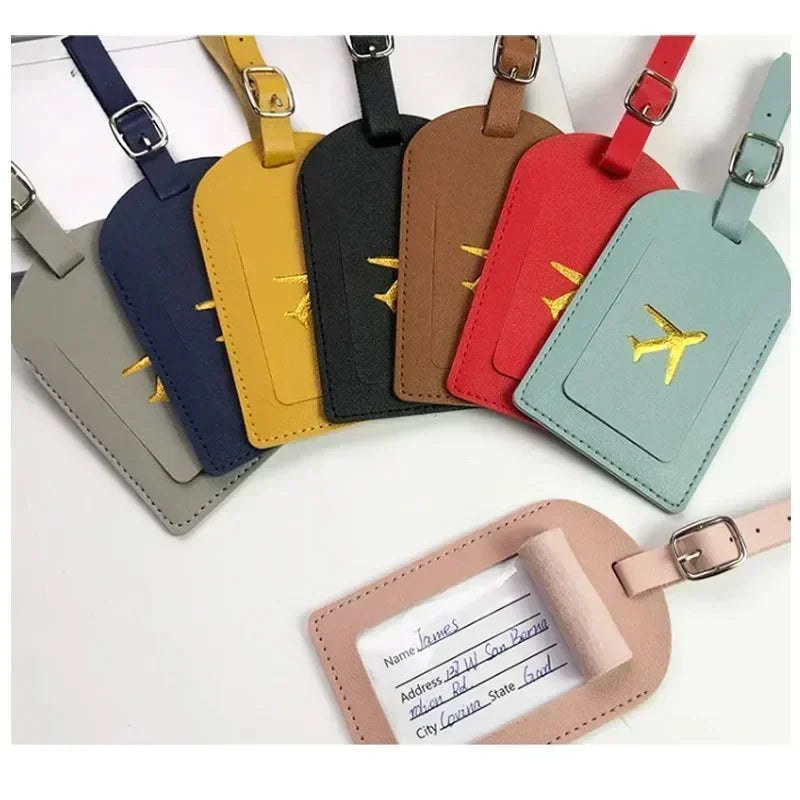 Premium Leather Luggage Tag with Privacy Cover – Travel ID Label