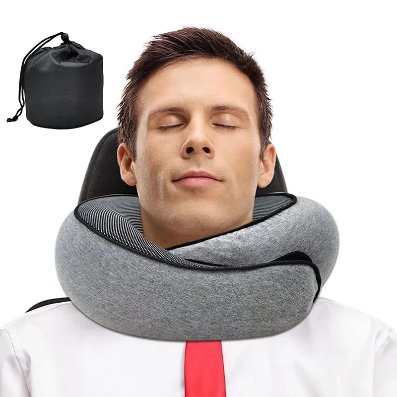 Premium Memory Foam Travel Neck Pillow – Ergonomic Neck Support for Travel