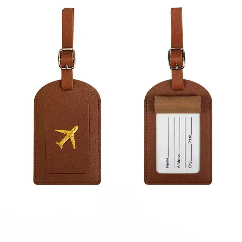 Premium Leather Luggage Tag with Privacy Cover – Travel ID Label