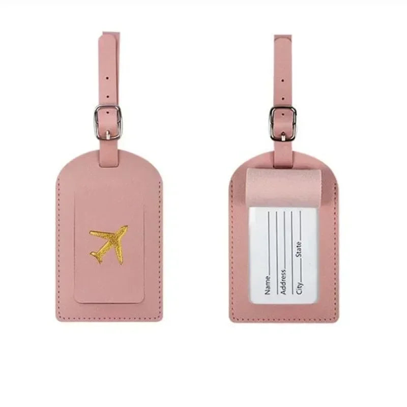 Premium Leather Luggage Tag with Privacy Cover – Travel ID Label